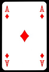 Obraz premium Ace of diamonds playing card isolated on black.