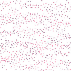small scattered soft pink and purple circle confetti seamless pattern on a white background