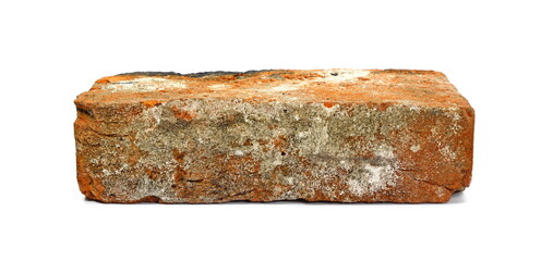 Old red brick isolated on white background