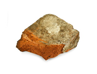 Old red brick isolated on white background
