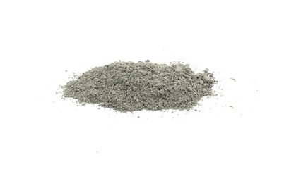 Pile of concrete sand mix isolated on white.  Grady cement powder isolated on white.