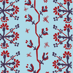 two tones floral retro ornament on blue background embroidery imitation 