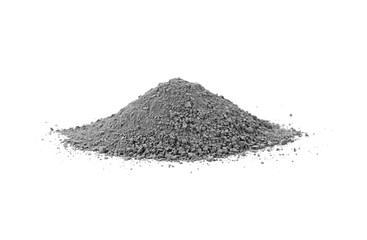 Pile of concrete sand mix isolated on white.  Grady cement powder isolated on white. - obrazy, fototapety, plakaty