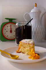 slice coconut cake on the table