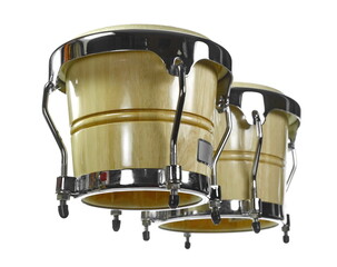 Fototapeta na wymiar Set of Bongo Drums Isolated on white Background. Latin percussion.