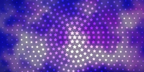 Light Purple vector background with colorful stars. Shining colorful illustration with small and big stars. Theme for cell phones.