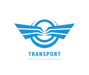 Transport - business logo template creative illustration. Wings abstract vector logo sign. Circle and stripes design element.