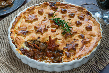 Steak, mushroom and ale pie