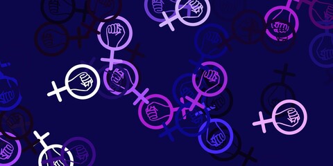 Light Purple vector backdrop with woman's power symbols.