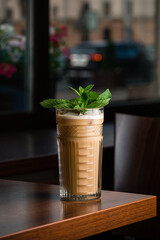 cold coffee cocktail with mint