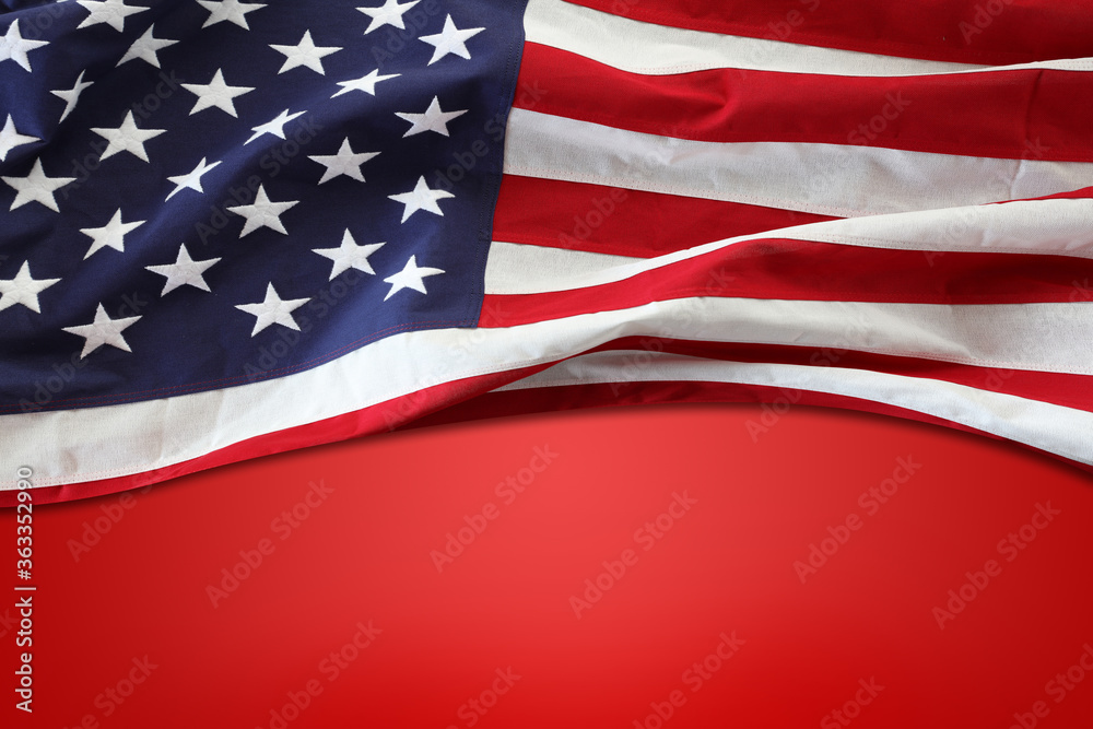 Wall mural American flag on red