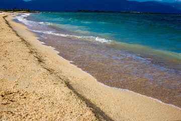 Beautiful sand beach and blue sky