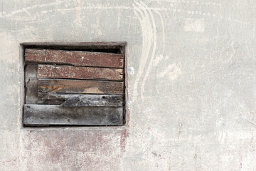 Window culled old wooden board on the wall with scratches and cracks. Great background or texture...