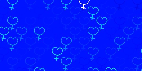 Light BLUE vector backdrop with woman's power symbols.