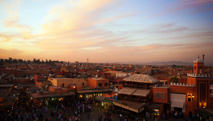 sunset in marrakesh, morocco