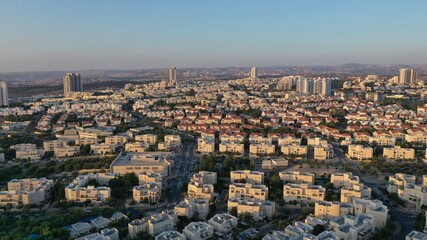 Fototapeta na wymiar Modiin City Landscape at sunset, aerial view..israel Drone,aerial,summer,july,2020