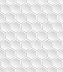 Grey seamless honey combs geometric pattern. Hexagonal texture honeycomb. Honeyed grid. Vector illustration background