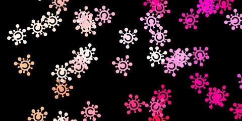 Fototapeta na wymiar Dark pink vector pattern with coronavirus elements.
