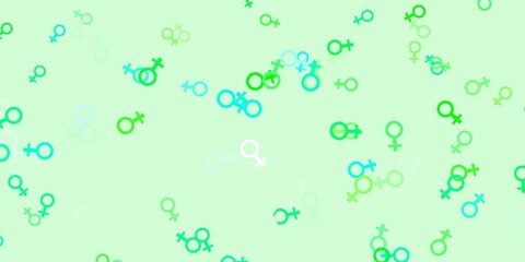 Light Green vector pattern with feminism elements.