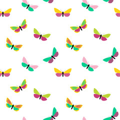 Abstract Hand Drawn Butterfly seamless pattern. Vector Illustration EPS10
