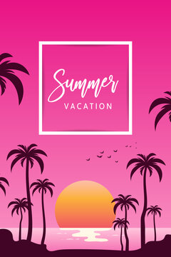 Summer holiday background with palm tree	