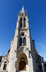 Fototapeta na wymiar Saint-Lubin church in Rambouillet was built between 1868 and 1871, 50 km southwest of Paris.