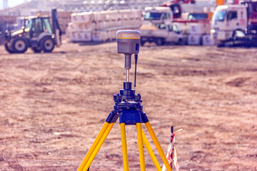 View of the GPS for topographer in the construction site. The GPS concept is based on time and the...