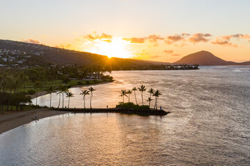 sunset over the river