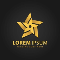 Obraz premium 3d Golden Star Logos Design Vector Illustration Template Stock Premium