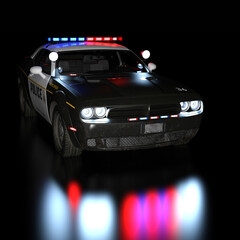 Fototapeta na wymiar Police car at night パトカー 夜 回転灯 赤色灯 アメリカ