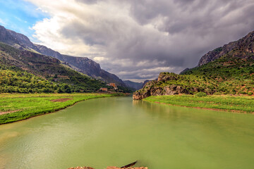 Landscape of the Euphrates River in Kemaliye, Erzincan, Turkey. The Euphrates flows through Syria...