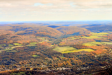 The lush countryside around the Veterans War Memorial Tower in the Berkshires.