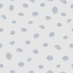 Vector grey white daisy camomiles seamless pattern