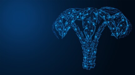 Tropical palm trees. Summer vacation on the beach. Low-poly design with lines and dots. © Ilya