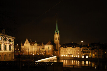 view of zurich at night