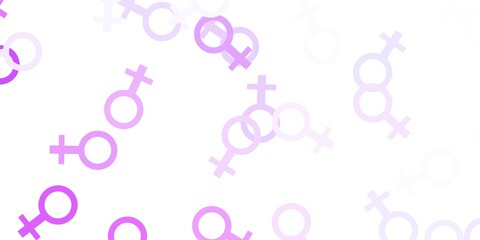 Light Purple vector texture with women's rights symbols.