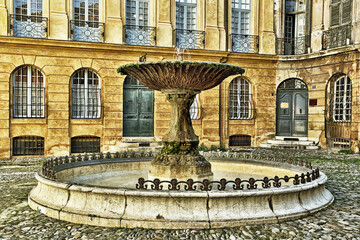 Fountain on Albertas square, Aix-en-Provence, France.