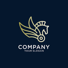 pegasus line gold  logo vector 