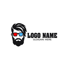 Man with vr glasses graphic logo design.