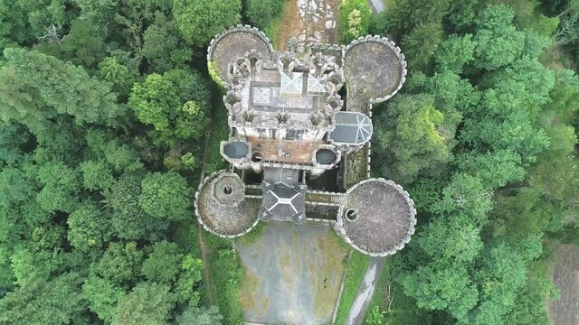 Butron Castle from aerial view in 4k