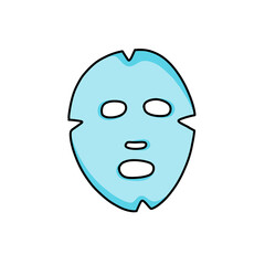 face sheet mask doodle icon, vector color illustration