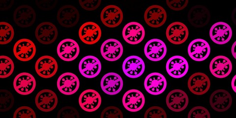 Fototapeta na wymiar Dark Pink vector pattern with coronavirus elements.