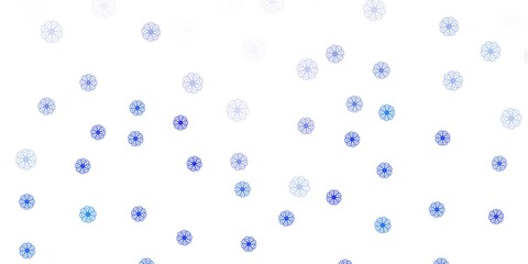 Light blue vector doodle pattern with flowers.