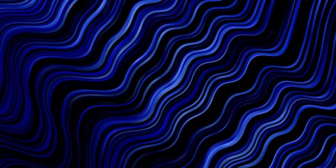 Dark BLUE vector background with bent lines. Abstract illustration with gradient bows. Design for your business promotion.