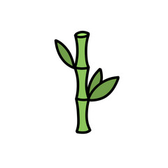bamboo doodle icon, vector color line illustration