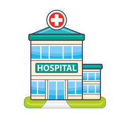 Hospital building cartoon icon isolated