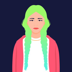 Avatar of an Asian girl with colored hair