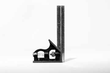 Carpenter's combination square isolated on a white background