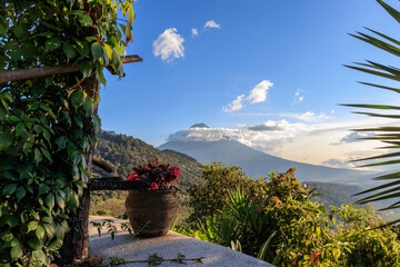 View of volcano in guatemala from the mountains