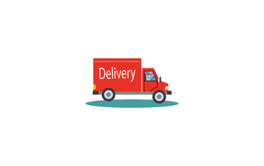 Fast delivery truck, vector illustration.